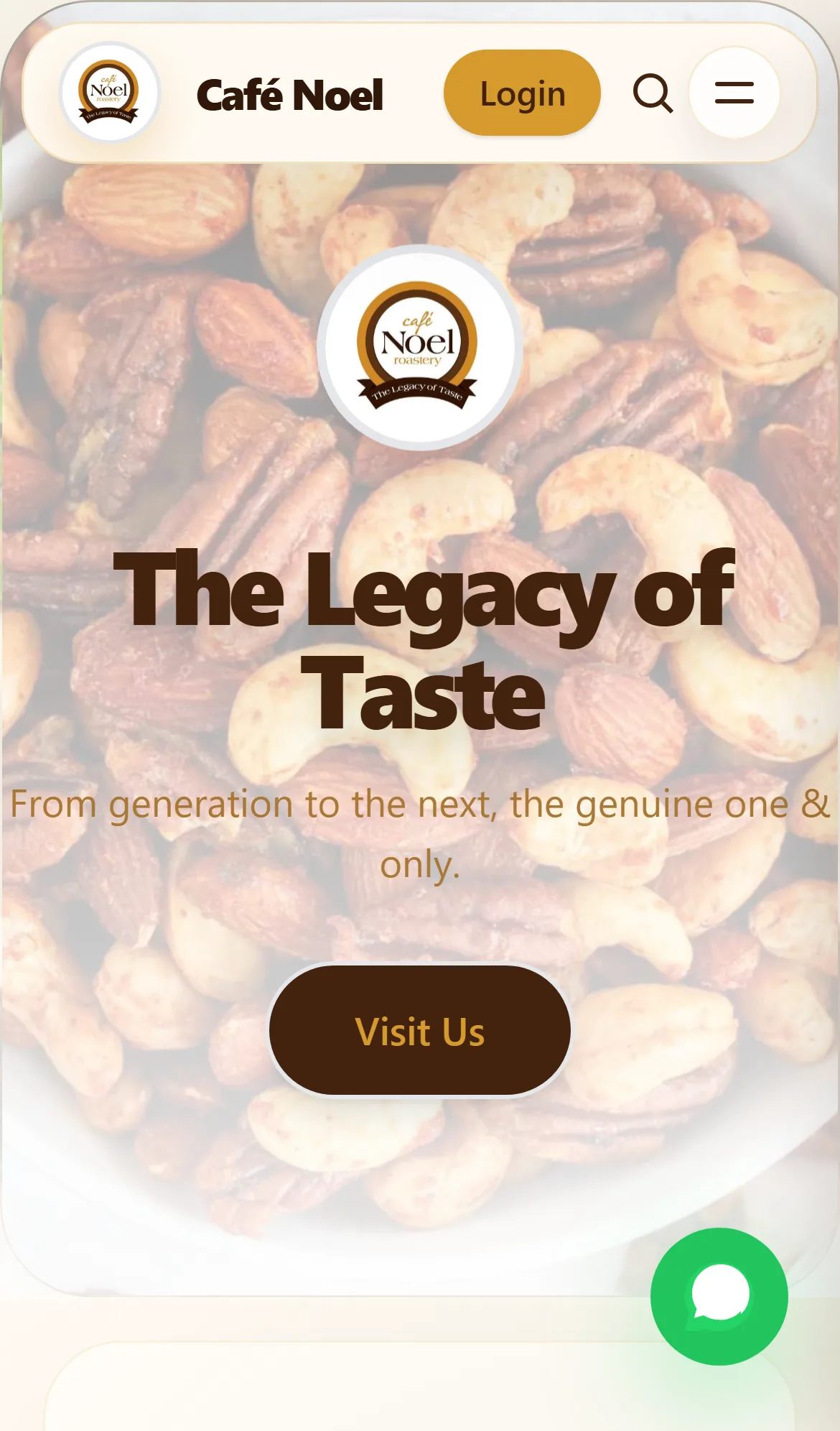 Café Noel home page on a phone