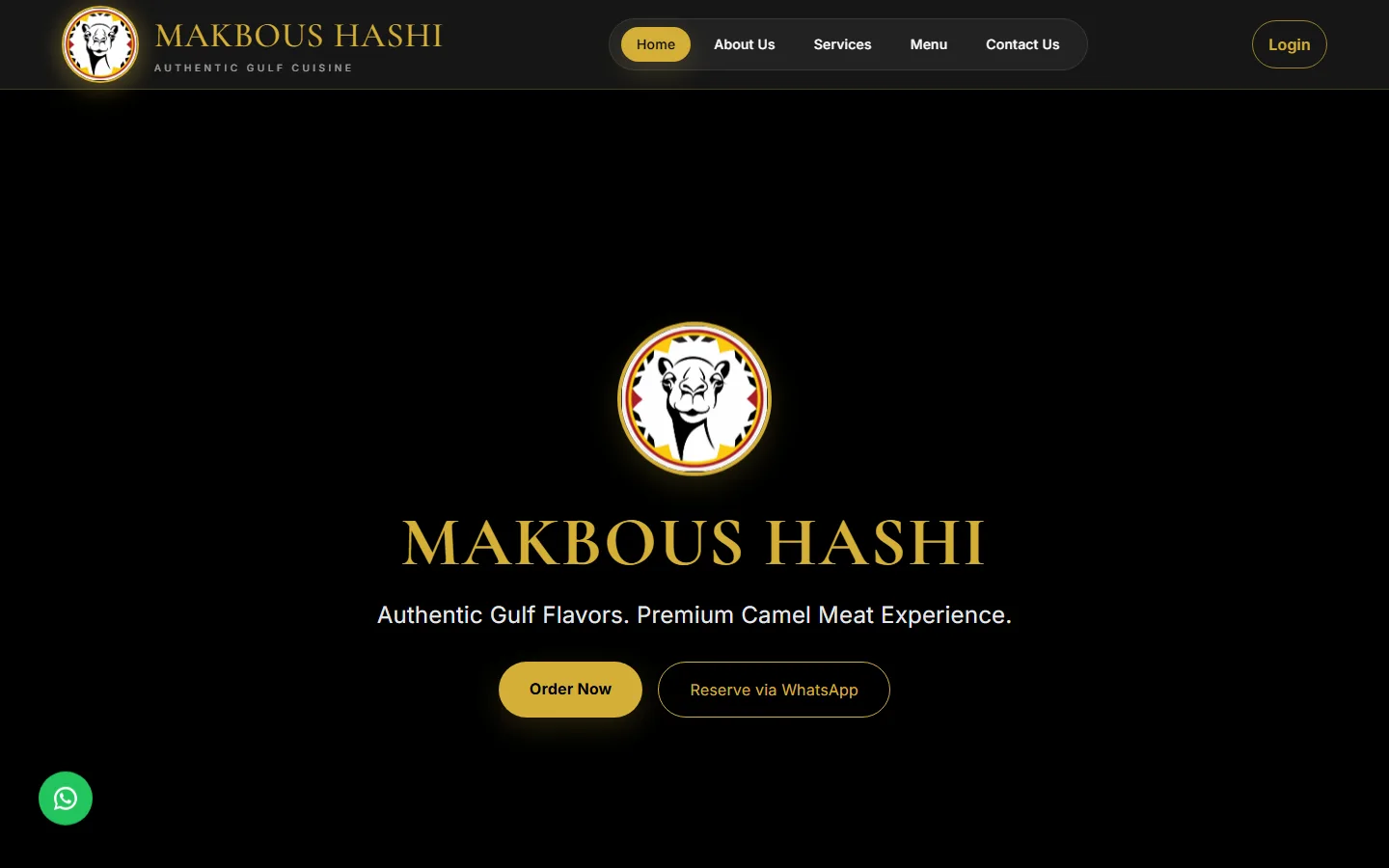 Makbous Hashi home page with the logo and Order Now button