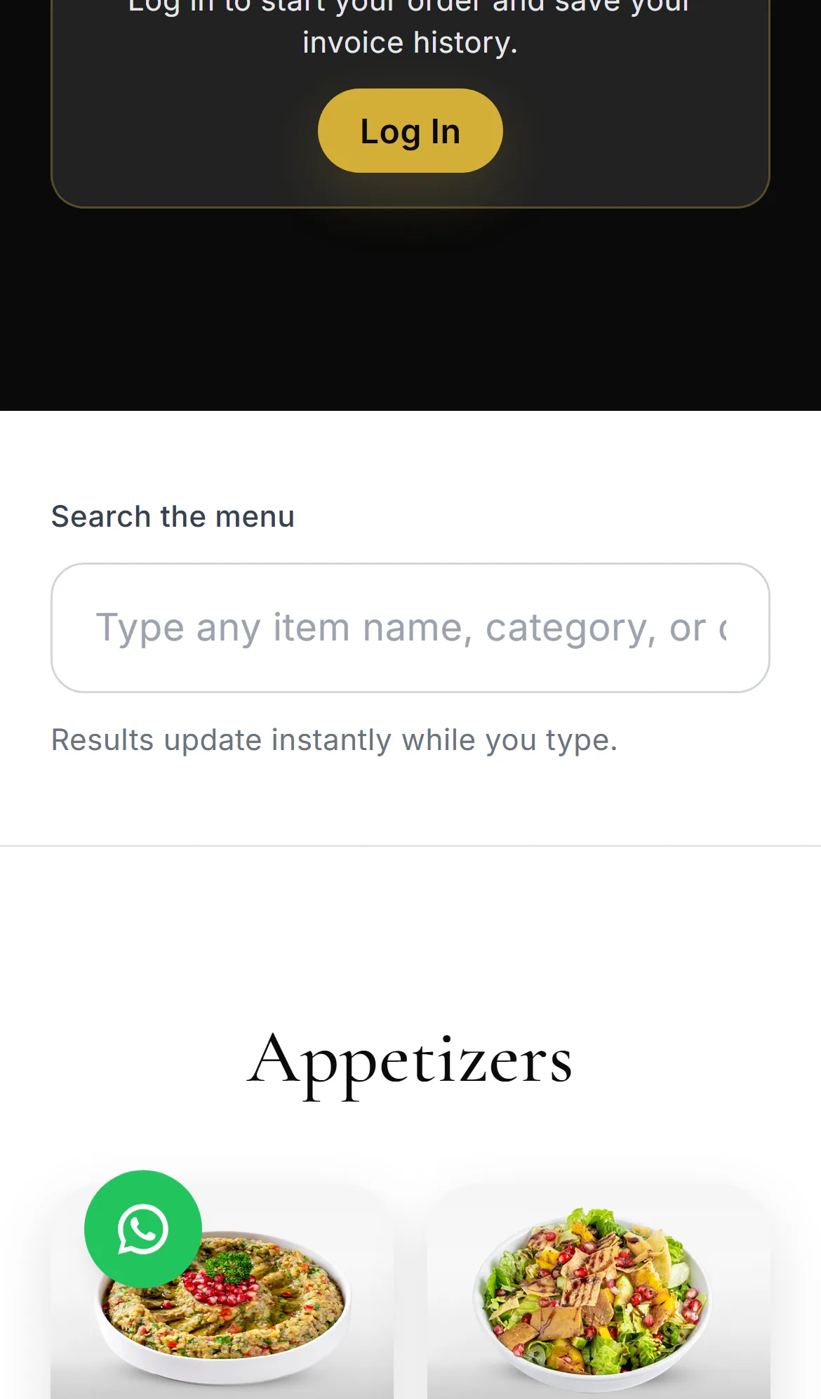 Makbous Hashi menu on a phone