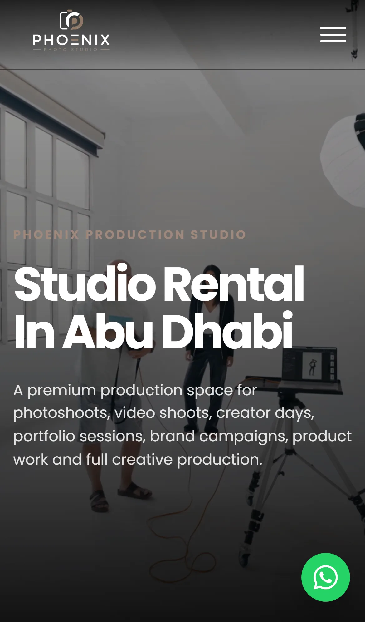 Studio Rental in Abu Dhabi page on a phone