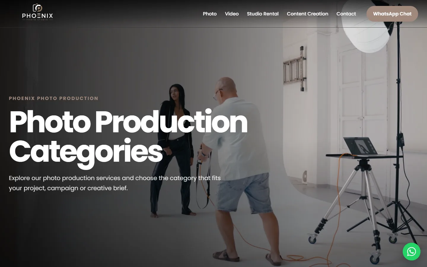 Photo Production Categories page header